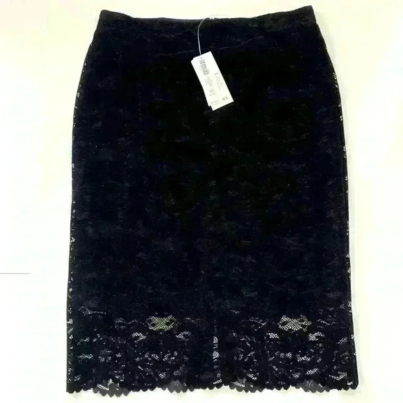 NWT Chico’s Lace Midi Skirt, Size 10, Shell 100%Nylon, Lining 100% polyester​ - Picture 1 of 7
